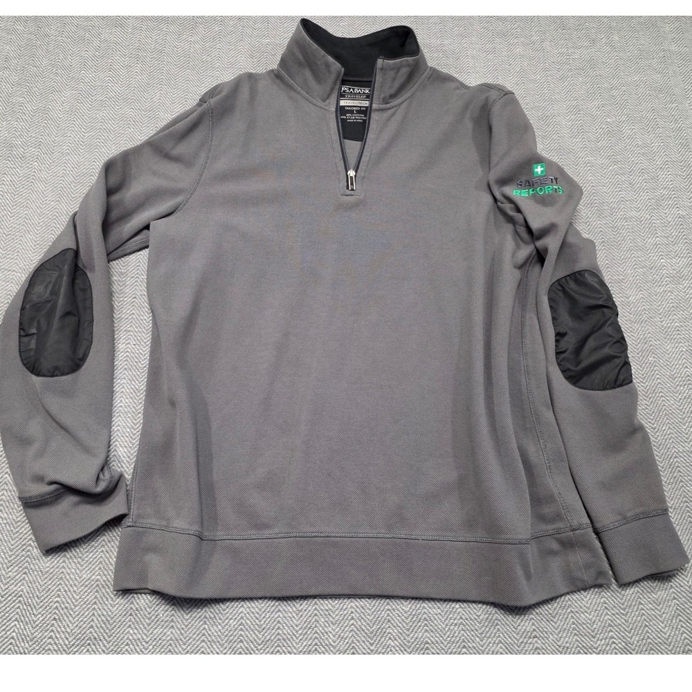 Jos A Bank Traveler Travel Tech Mens Large Gray Quarter Zip Pullover Sweater L - Picture 2 of 8